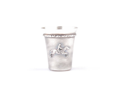 Silver Steed Set of FOUR Silver Coated Shot Glasses