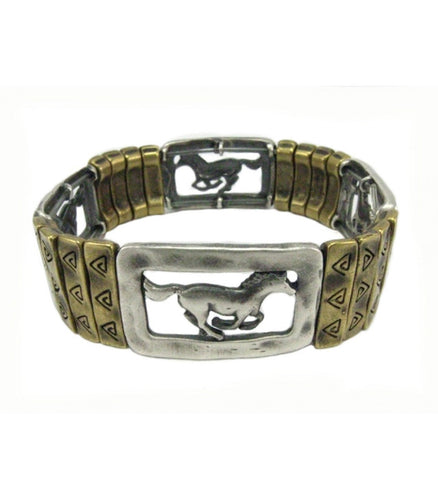 Silver&Brass Shaded Horse Bracelet