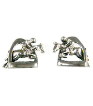 Load image into Gallery viewer, Silver Steed 3D Jump over the Stirrup Stud Earrings