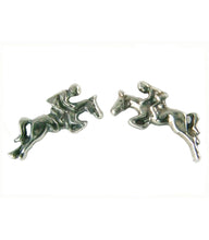 Load image into Gallery viewer, Silver Steed Jumping Horse&amp;Rider Studs