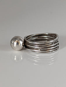 Silver Steed Silver Wired band with large Silver Ball
