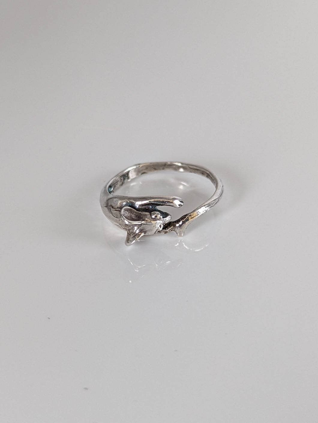 925 Silver Mouse Ring – Handmade Whimsical Wrap-Around Design