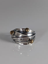 Load image into Gallery viewer, Silver Steed Silver Leaves ring with brass buds