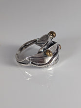 Load image into Gallery viewer, Silver Steed Silver Leaves ring with brass buds