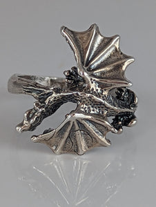 Silver Steed Fantasy Dragon Ring