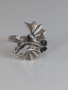 Silver Steed Fantasy Dragon Ring
