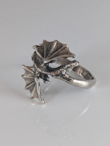 Silver Steed Fantasy Dragon Ring