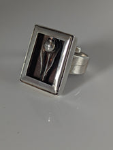 Load image into Gallery viewer, Silver Steed Large Unique Rose in a Frame Silver Ring