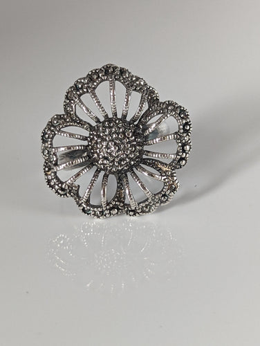 Silver Steed Large Unique Flower Handmade Silver Ring
