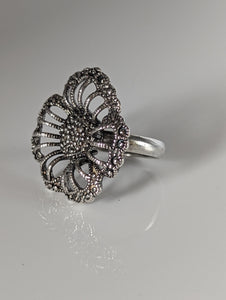Silver Steed Large Unique Flower Handmade Silver Ring