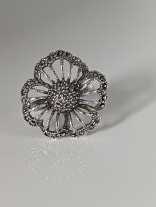 Silver Steed Large Unique Flower Handmade Silver Ring
