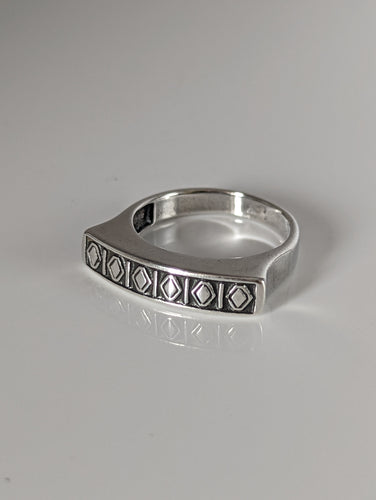 Silver Steed Greek Theme Ring
