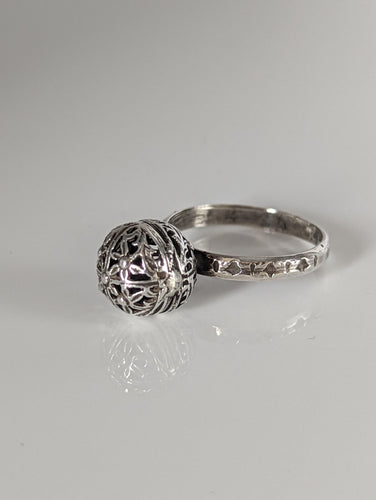 Silver Steed Large Unique Ball Handmade Silver Ring