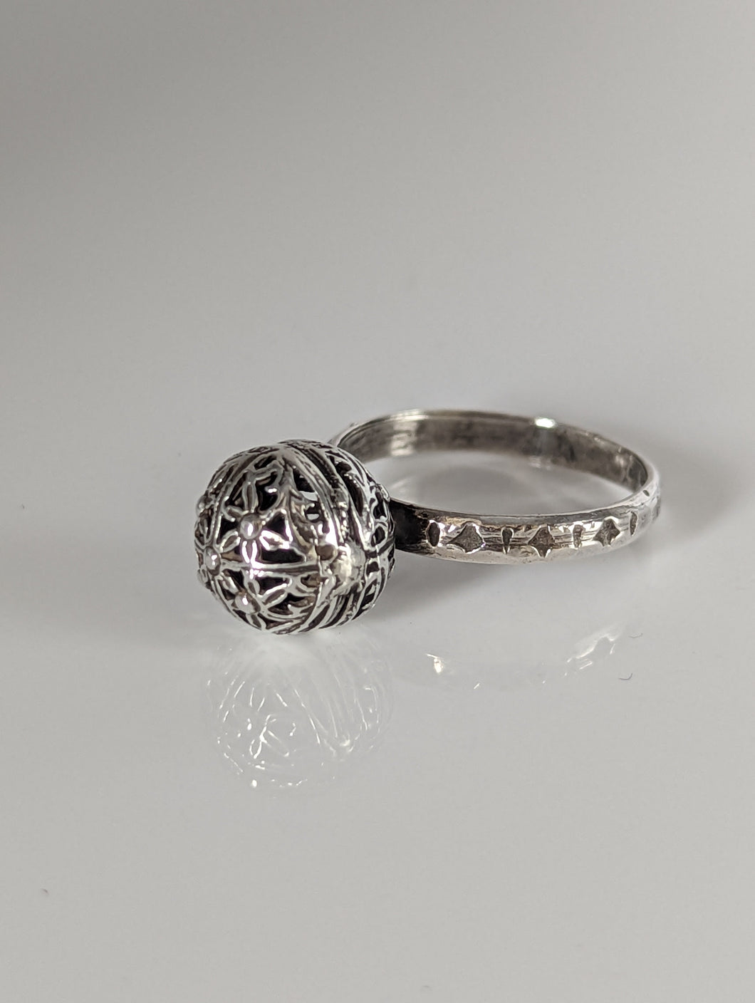 Silver Steed Large Unique Ball Handmade Silver Ring