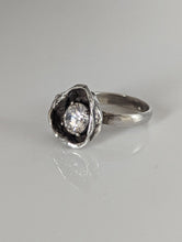 Load image into Gallery viewer, Silver Steed Large Zirconia in a Flower Silver Ring