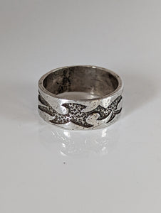 Silver Steed Flames Ring