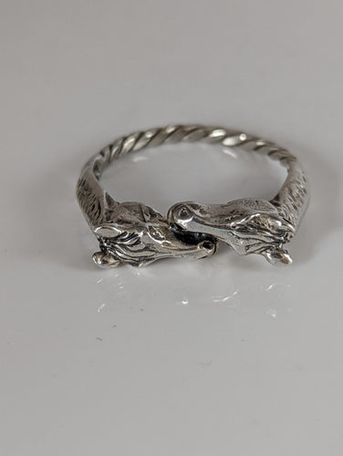 Silver Steed Two Horse Heads Ring