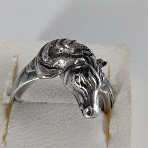 Silver Steed 3D Horsehead Ring