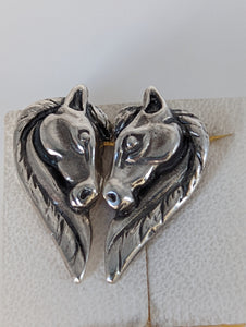 Silver Steed Long maned Horse Head Studs