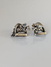 Load image into Gallery viewer, Silver Steed 3D Jump over the Stirrup Stud Earrings