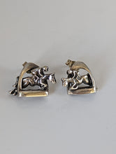 Load image into Gallery viewer, Silver Steed 3D Jump over the Stirrup Stud Earrings