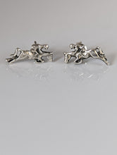 Load image into Gallery viewer, Silver Steed Jumping Horse&amp;Rider Studs