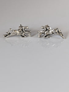 Silver Steed Jumping Horse&Rider Studs