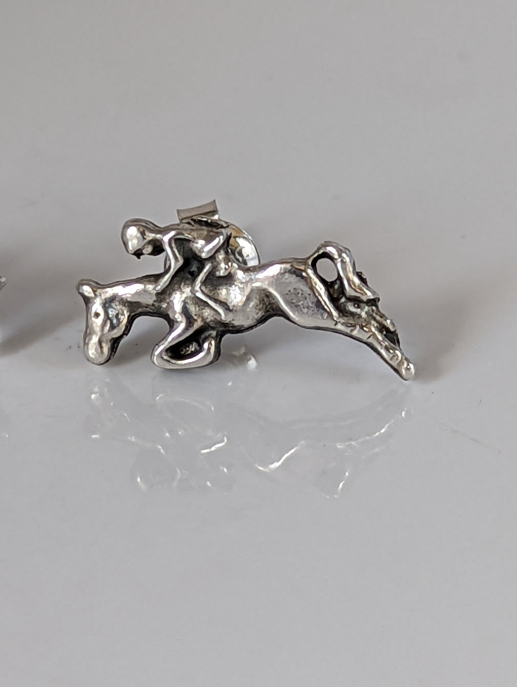 Silver Steed Jumping Horse&Rider Studs