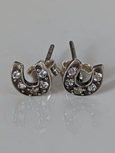 Load image into Gallery viewer, Silver Steed Horse Shoe Zirconnia Stud Earrings