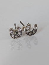 Load image into Gallery viewer, Silver Steed Horse Shoe Zirconnia Stud Earrings