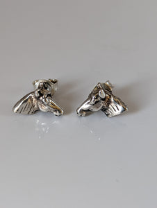 Silver Steed Horse Head Stud Earrings