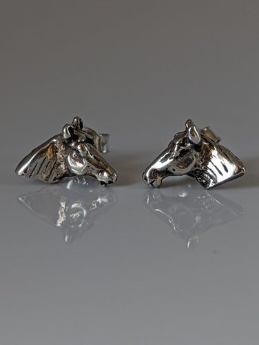 Silver Steed Horse Head Stud Earrings