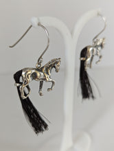 Load image into Gallery viewer, Silver Steed Large Silver Horse Long Earrings with horse hair tail