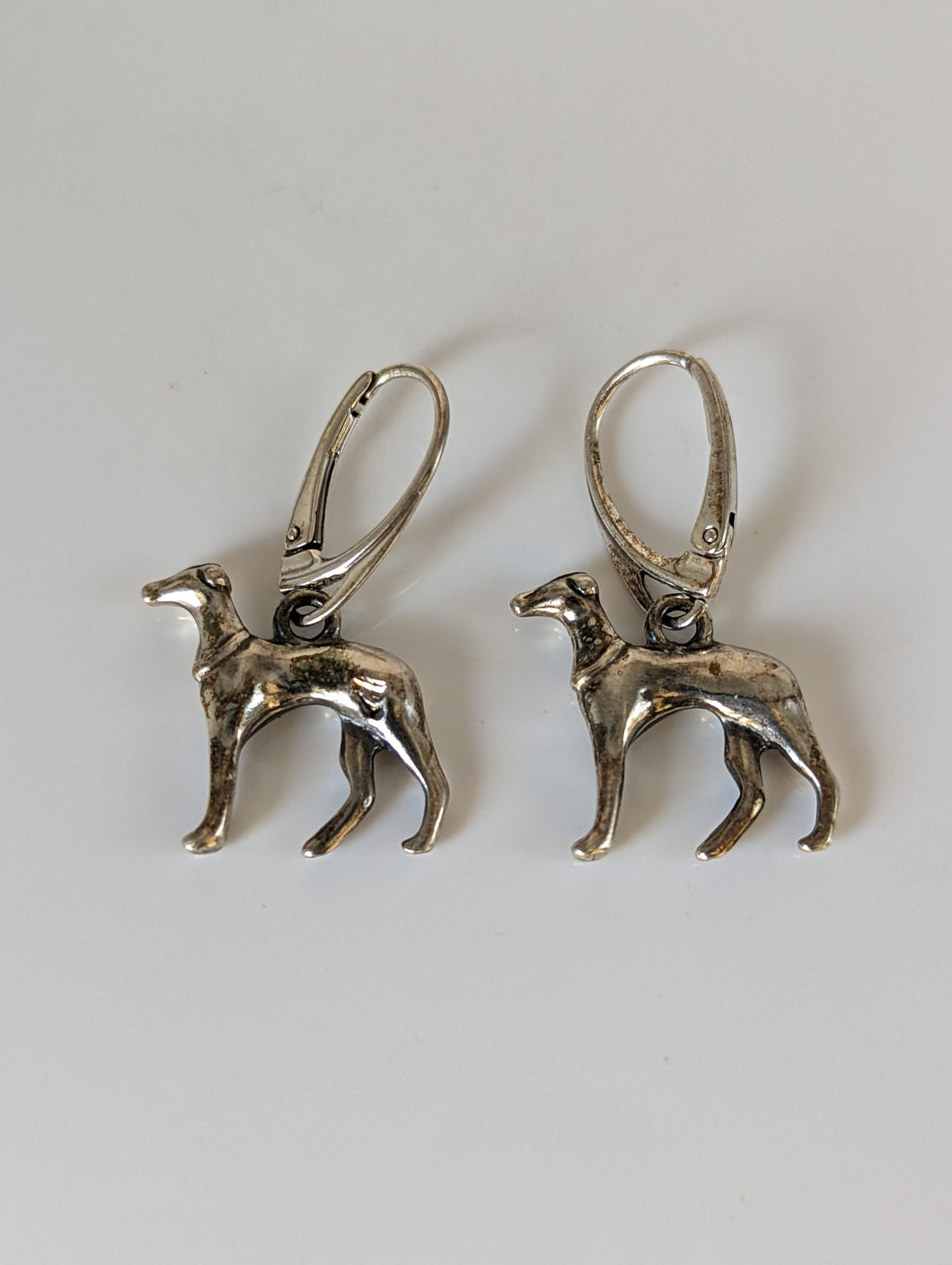 Silver Steed Dropped Greyhound Earrings