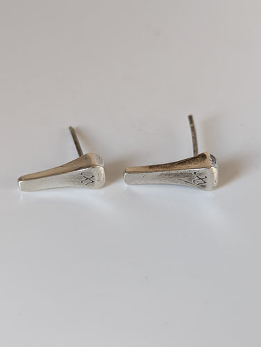 Silver Steed Short Hoof Nail Stud Earrings