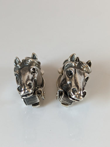 Silver Steed Silver Horse Head Clip On Earrings