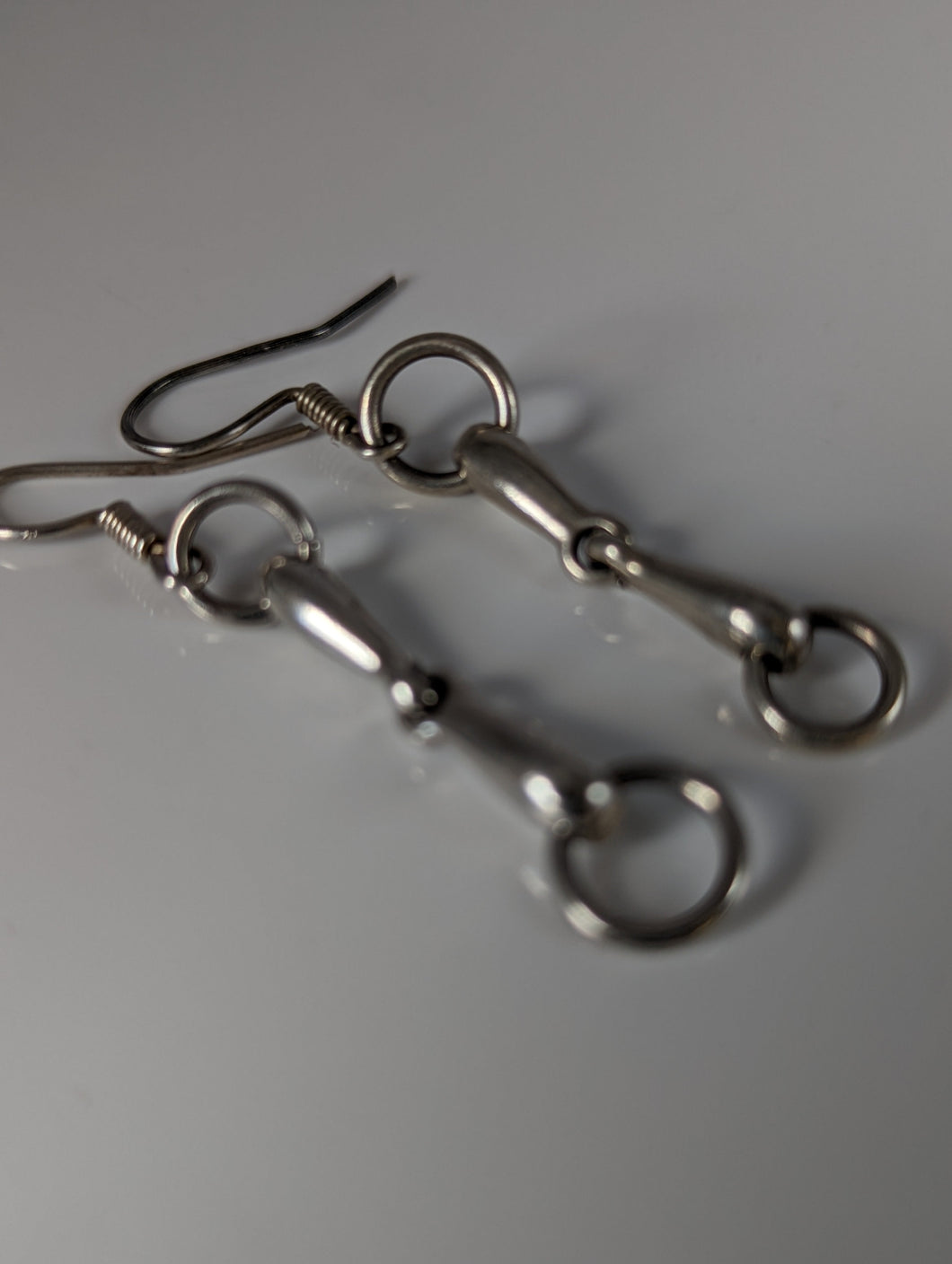 Silver Steed Snaffle Bit Long Dropped Earrings