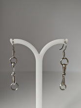 Load image into Gallery viewer, Silver Steed Snaffle Bit Long Dropped Earrings