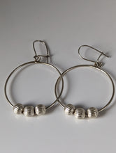 Load image into Gallery viewer, Silver Steed Loop with Buds Dangling Earrings
