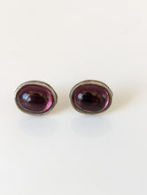 Load image into Gallery viewer, Silver Steed Purple Ovals Stud Earrings