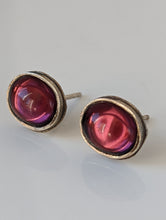 Load image into Gallery viewer, Silver Steed Purple Ovals Stud Earrings