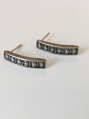 Silver Steed Greek Motive Stud Earrings
