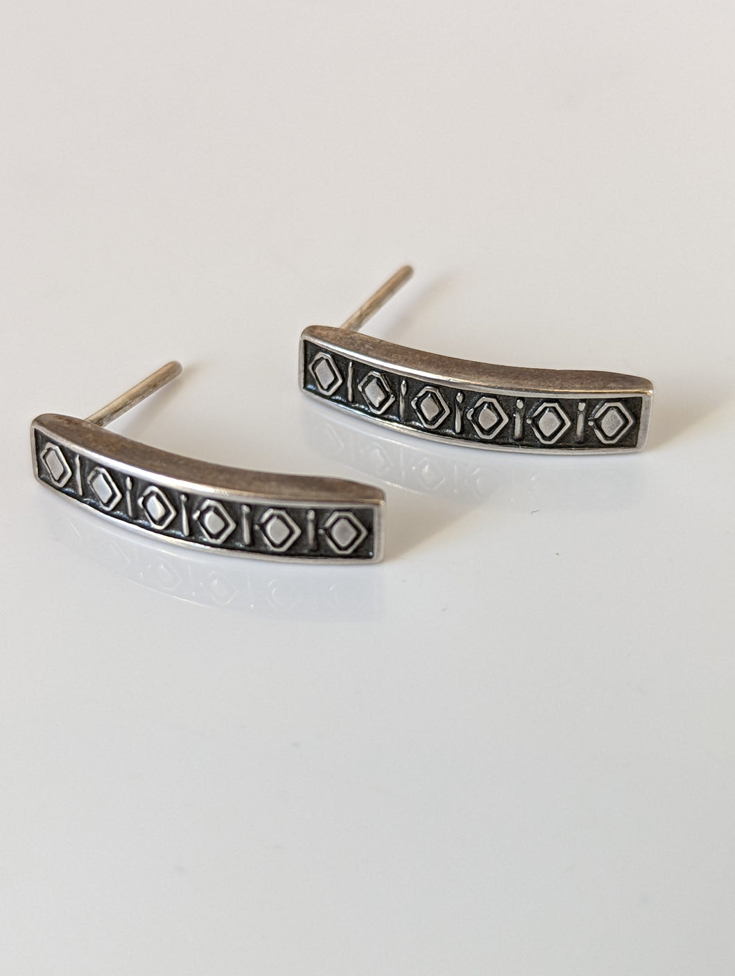 Silver Steed Greek Motive Stud Earrings