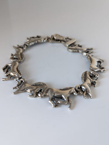 Silver Steed Silver Galloping Horses Bracelet