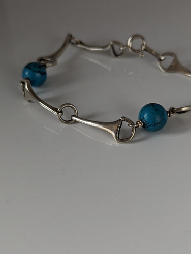 Silver Steed Snaffle Bracelet with Turquoise Beads Bracelet