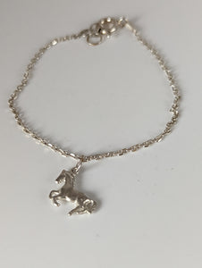 Silver Steed Horse on a Chain Delicate Bracelet