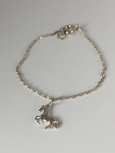 Silver Steed Horse on a Chain Delicate Bracelet