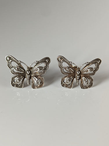 Silver Steed Large Butterfly Stud Earrings