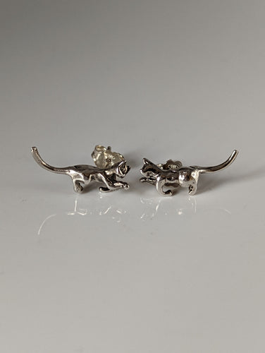 Silver Steed Playful Cat Stud Earrings