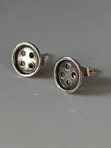 Silver Steed Button Stud Earrings